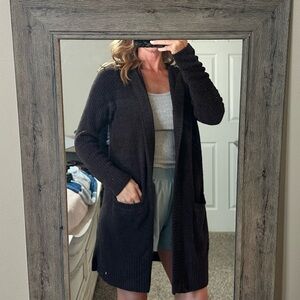Barefoot dreams chocolate brown cardigan with hood size Medium
